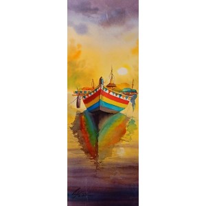 Shaima Umer, 10 x 22 Inchs, Watercolor on Paper, Seascape Painting, AC-SHA-079 Shaima Umer, 10 x 22 Inchs, Watercolor on Paper, Seascape Painting, AC-SHA-079